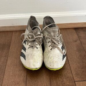 Adidas White and Black Cleats with Neon Accents